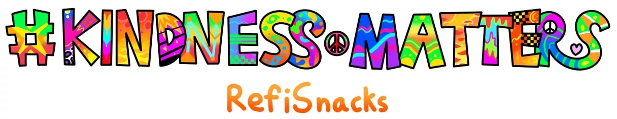 Colorful text Text reads: hashtag Kindness Matters. Peace symbol between the words.