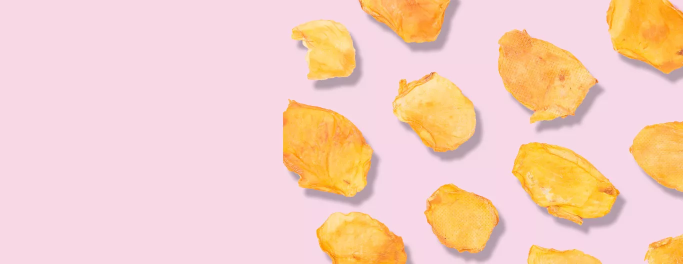 mango chunks with pink background