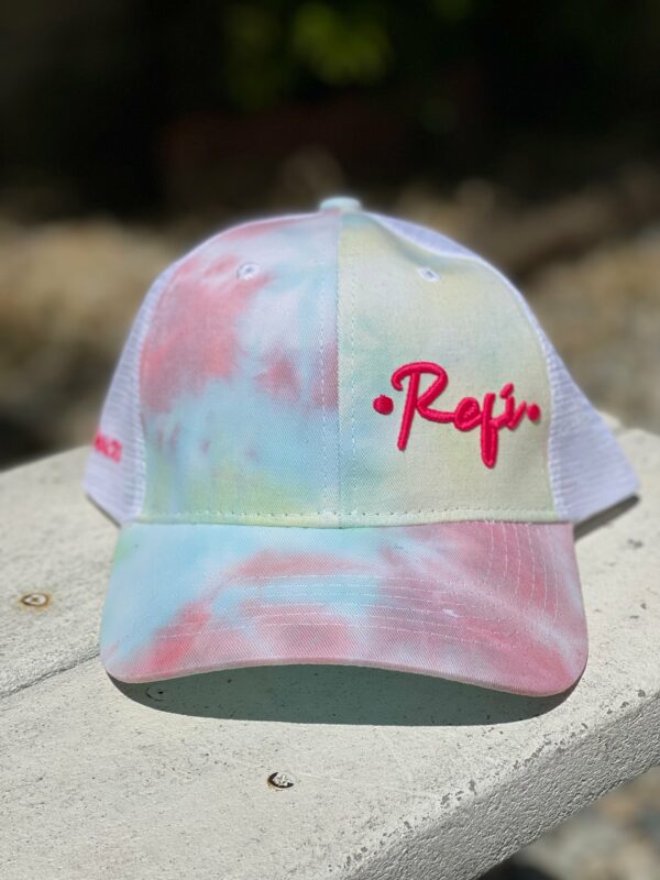 Colorful RefiSnacks cap with Refi in Red