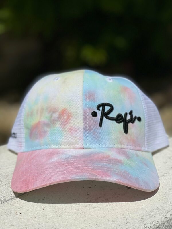 Pastel colored RefiSnacks cap with Refi in black