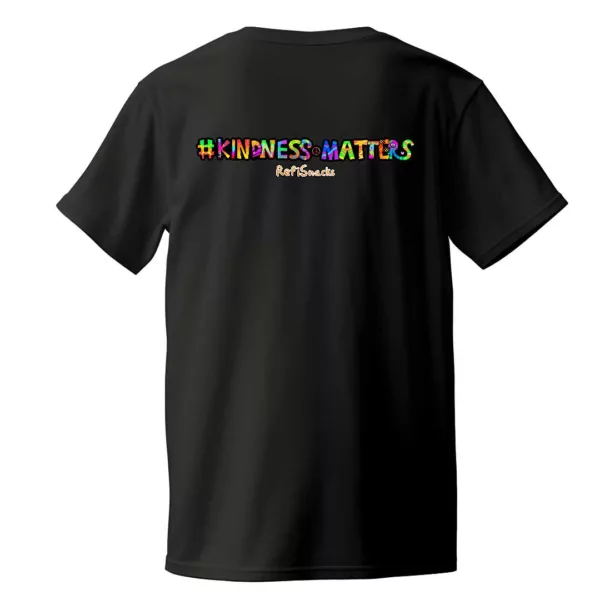 black t-shirt with text that reads: #KINDNESSMATTERS